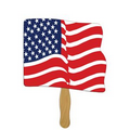 Digital Flag Fast Fan w/ Wooden Handle & Front Imprint (1 Day)